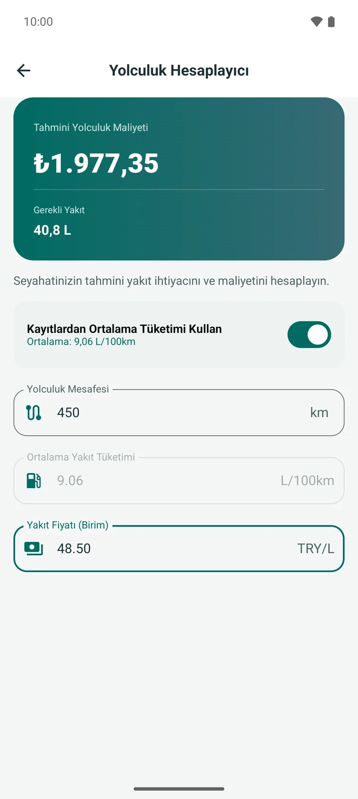 Yolculuk hesaplayıcı